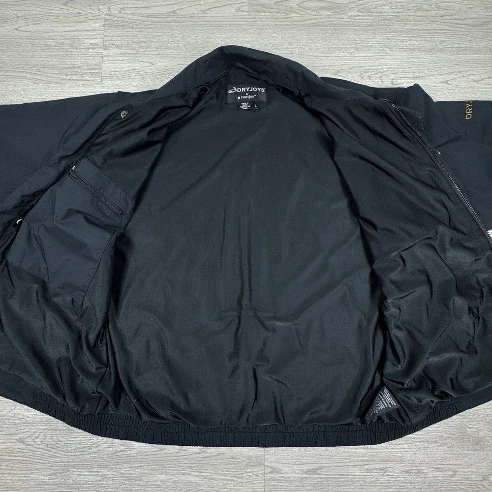 FootJoy Men's Jacket DryJoys Golf Rain Windbreaker Black Large‎ Zip Off Sleeves